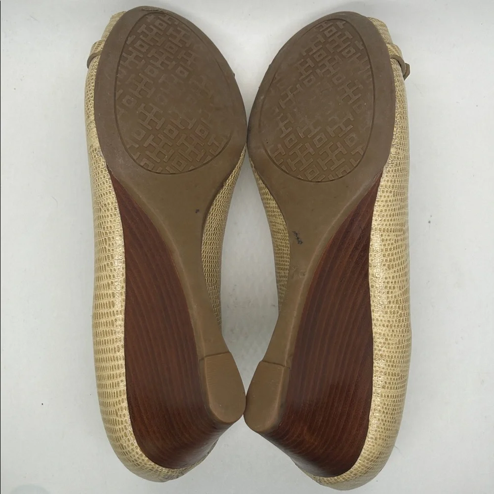 Tory Burch Sexy Tan Peep-Toe Wedge Heel Shoes **Size 8.5** 🔥🔥 - Picture 8 of 12